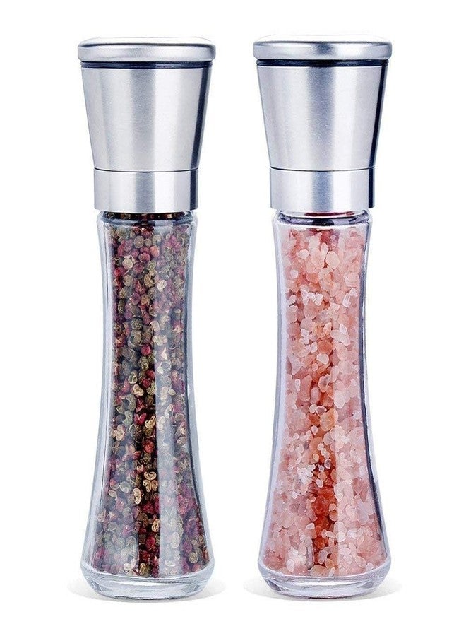 innhom Beautiful Stainless Steel Salt & Pepper Grinders Refillable Set - Salt/Spice Shakers with Adjustable Coarse Mills - Easy Clean Ceramic Grinders (Set of 2) - Image 1